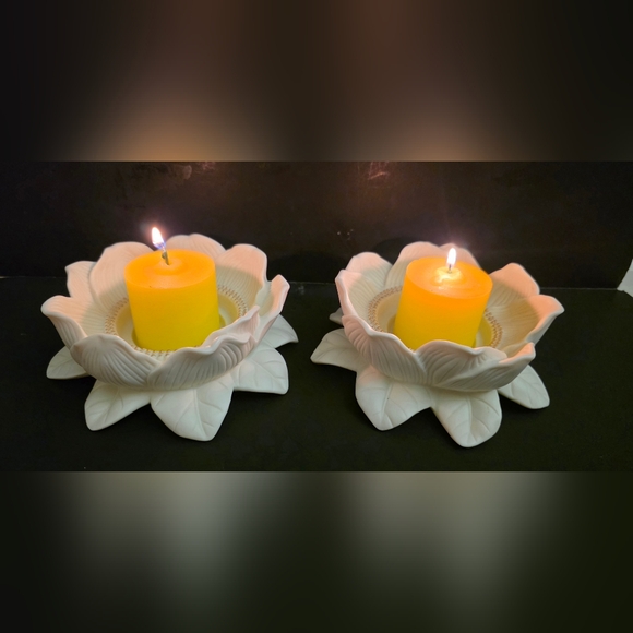 Vintage PartyLite Magnolia Lotus Blossom Flower Pillar Candle Holder 1999 - Picture 4 of 10